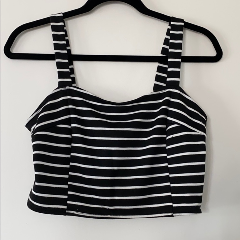 Soprano Structured Striped Crop Top (L)